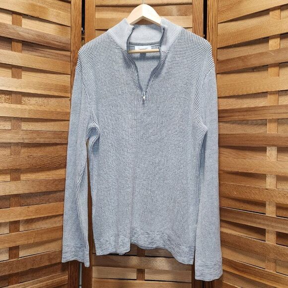 Calvin Klein Gray 1/2 Zip Knit Sweater Men's Size XL - Picture 2 of 5